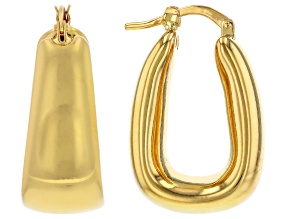 18k Yellow Gold Over Bronze 15/16" Hoop Earrings