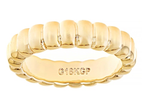 18k Yellow Gold Over Bronze 5mm Scalloped Band Ring