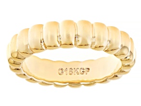 18k Yellow Gold Over Bronze 5mm Scalloped Band Ring