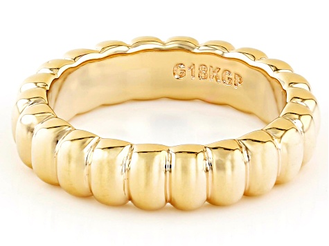 18k Yellow Gold Over Bronze 5mm Scalloped Band Ring
