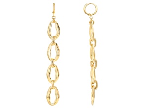 18k Yellow Gold Over Bronze Cascading Oval Link Earrings