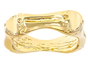18k Yellow Gold Over Bronze 6.5mm Squared Design Band Ring