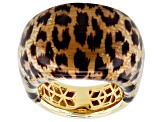18k Yellow Gold Over Bronze Leopard Print Enamel Ring
