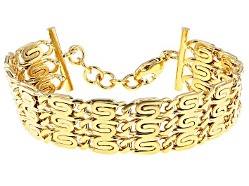 Picture of 18k Yellow Gold Over Bronze Triple-Row Link Bracelet