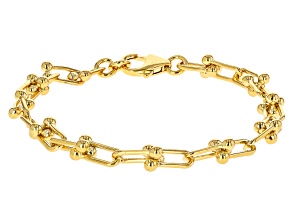 18k Yellow Gold Over Bronze 6mm Stirrup Briglia Bracelet