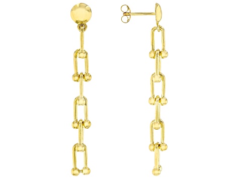 18k Yellow Gold Over Bronze Stirrup Briglia Link Earrings