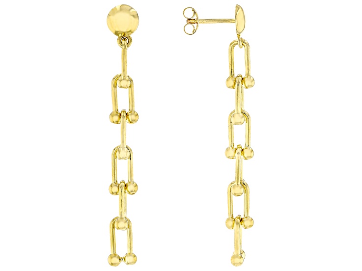 18k Yellow Gold Over Bronze Stirrup Briglia Link Earrings - MA833E