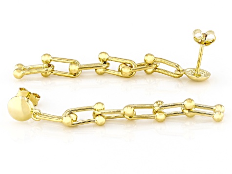 18k Yellow Gold Over Bronze Stirrup Briglia Link Earrings