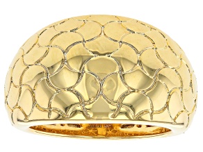 18k Yellow Gold Over Bronze Textured Domed Ring