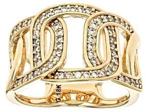 18k Yellow Gold Over Bronze Cubic Zirconia Open Link Ring 0.33ctw