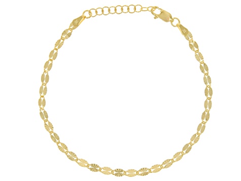 18k Yellow Gold Over Bronze 3.5mm Sunburst Mirror Link Bracelet