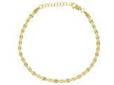 18k Yellow Gold Over Bronze 3.5mm Sunburst Mirror Link Bracelet