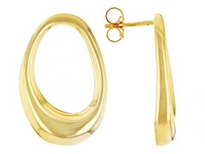 18k Yellow Gold Over Bronze Oval Earrings