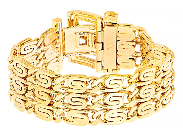 18k Yellow Gold Over Bronze Buckle Clasp Bracelet