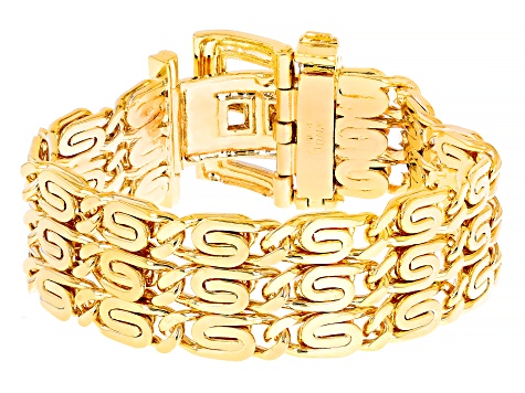 18k Yellow Gold Over Bronze Buckle Clasp Bracelet