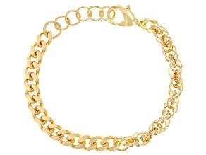 18k Yellow Gold Over Bronze Dual Link Bracelet