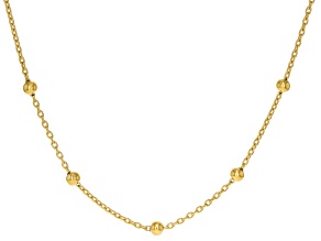 18k Yellow Gold Over Bronze Bead Station 36 inch Necklace