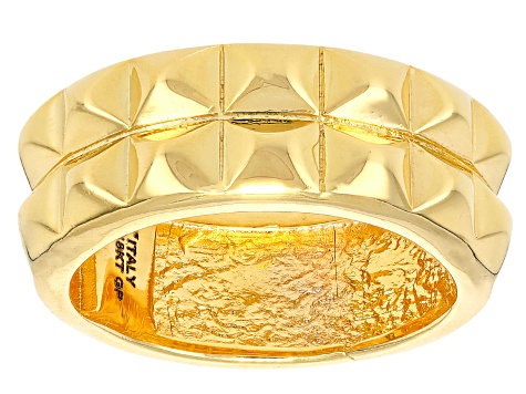 18k Yellow Gold Over Bronze Double Row Pyramid Ring