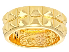 18k Yellow Gold Over Bronze Double Row Pyramid Ring