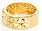 18k Yellow Gold Over Bronze Double Row Pyramid Ring