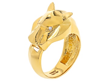 Picture of 18k Yellow Gold Over Bronze with Cubic Zirconia Panther Ring