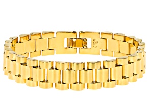 18k Yellow Gold Over Bronze Designer Link Bracelet