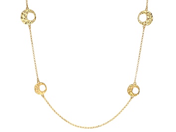 Picture of 18k Yellow Gold Over Bronze Hammered Circle Station Necklace