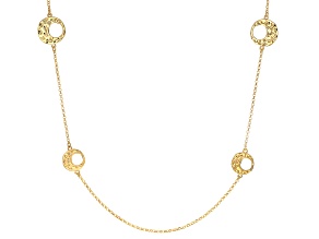 18k Yellow Gold Over Bronze Hammered Circle Station Necklace