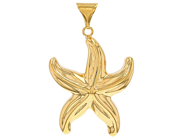 18k Yellow Gold Over Bronze Starfish Pendant