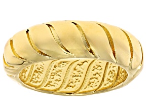 18k Yellow Gold Over Bronze Scalloped Ring
