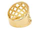 18k Yellow Gold Over Bronze Basket Weave Ring