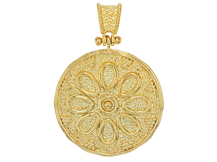 18k Yellow Gold Over Bronze Flower Pendant