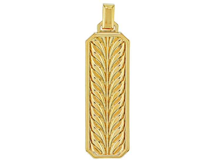 18k Yellow Gold Over Bronze Spiga Tag Pendant.