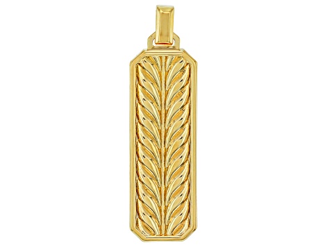 18k Yellow Gold Over Bronze Spiga Tag Pendant.