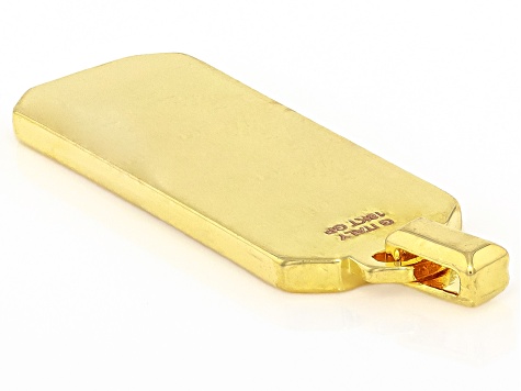 18k Yellow Gold Over Bronze Spiga Tag Pendant.