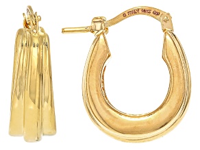18k Yellow Gold Over Bronze Curved Hoop Earrings
