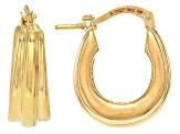 18k Yellow Gold Over Bronze Curved Hoop Earrings