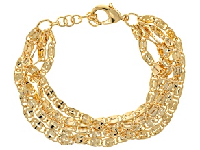 18k Yellow Gold Over Bronze Multi-Row Bracelet