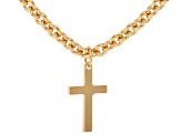 18k Yellow Gold Over Bronze 18" Cross Necklace