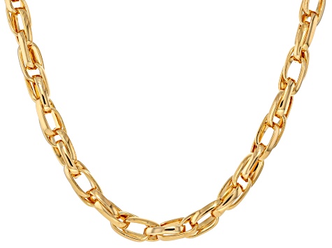18k Yellow Gold Over Bronze 10mm Double Elongated Necklace
