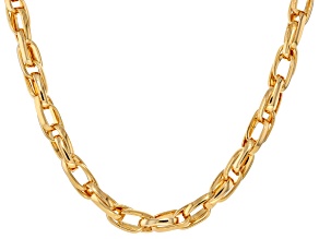 18k Yellow Gold Over Bronze 10mm Double Elongated Necklace