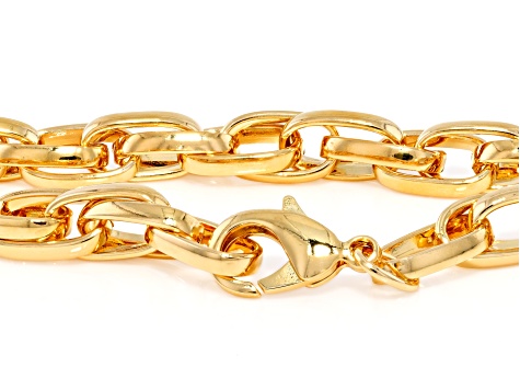 18k Yellow Gold Over Bronze 10mm Double Elongated Necklace