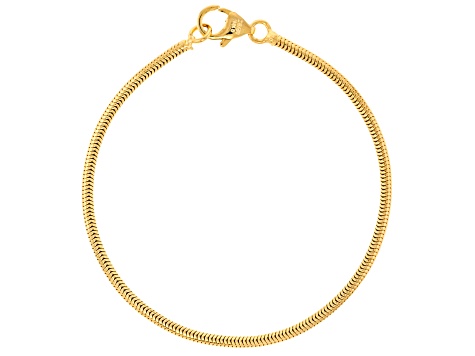 18k Yellow Gold Over Bronze Snake Link Bracelet.