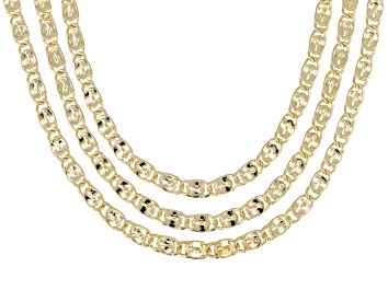 Picture of 18k Yellow Gold Over Bronze 4mm Fancy Link Necklace