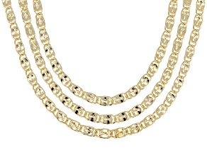 18k Yellow Gold Over Bronze 4mm Fancy Link Necklace