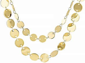 18k Yellow Gold Over Bronze High Polish Disc Necklace
