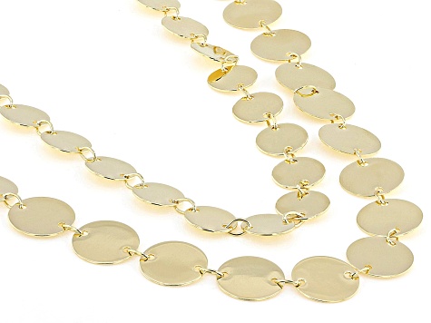 18k Yellow Gold Over Bronze High Polish Disc Necklace