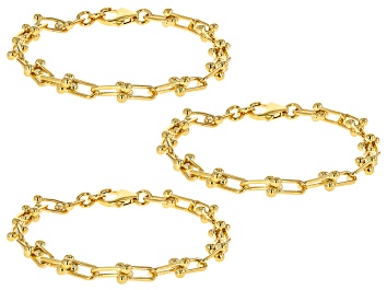 Picture of 18k Yellow Gold Over Bronze 6mm Stirrup Briglia Bracelet Set of 3