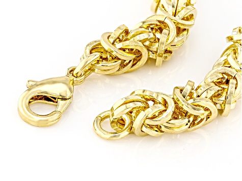 18k Yellow Gold Over Bronze 6.6mm Byzantine Necklace and Bracelet Set of 2