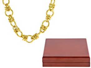 18k Gold Over Bronze Byzantine 20" Necklace and Wooden Presentation Box Set of 2
